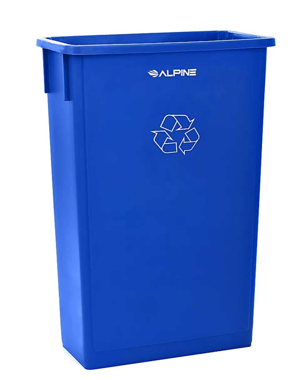 Alpine Industries Trash Can Recycle Bin With Drop Slot Lid, 23 Gallons, Blue