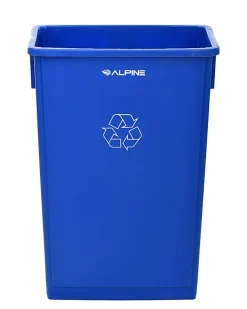 Alpine Industries Trash Can Recycle Bin And Paper Slotted Recycling Lid, 23 Gallons, Blue