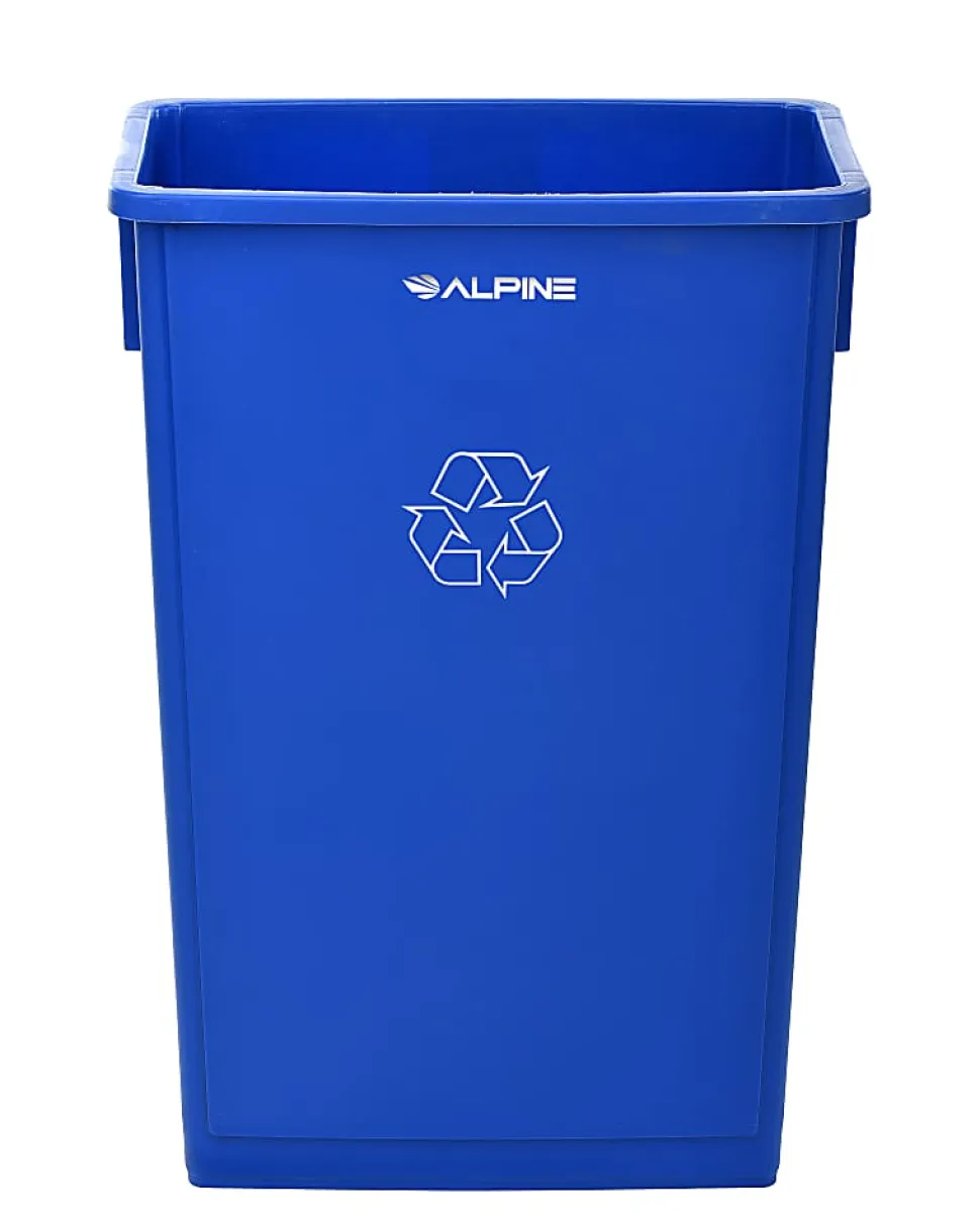 Alpine Industries Trash Can Recycle Bin And Paper Slotted Recycling Lid, 23 Gallons, Blue