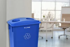 Alpine Industries Trash Can Recycle Bin And Paper Slotted Recycling Lid, 23 Gallons, Blue