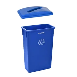 Alpine Industries Trash Can Recycle Bin And Paper Slotted Recycling Lid, 23 Gallons, Blue