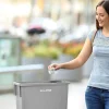 Alpine Industries Waste Basket Commercial Trash Cans, 23 Gallons, Gray, Pack Of 3 Cans
