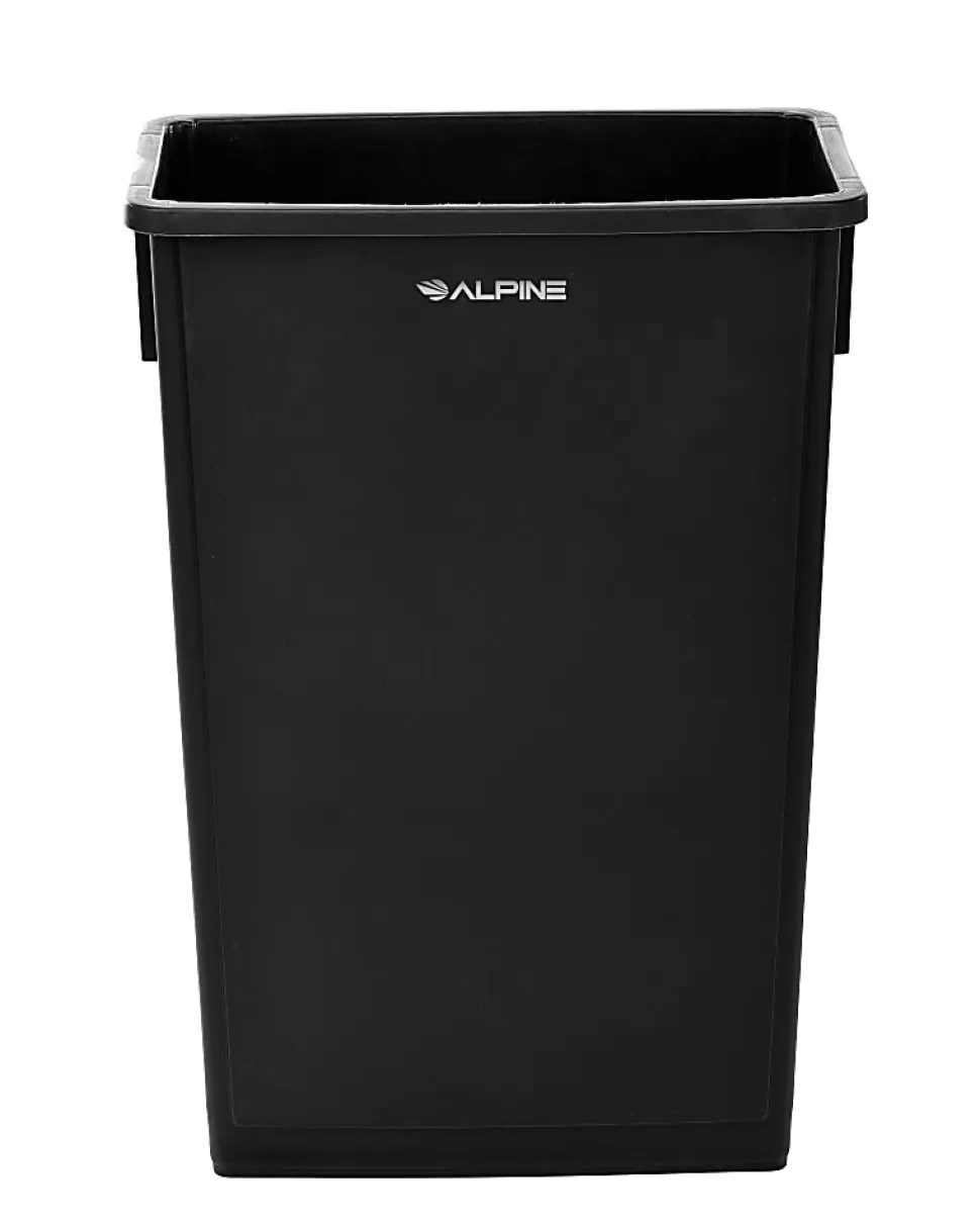 Alpine Industries Waste Basket Commercial Trash Cans, 23 Gallons, Black, Pack Of 3 Cans
