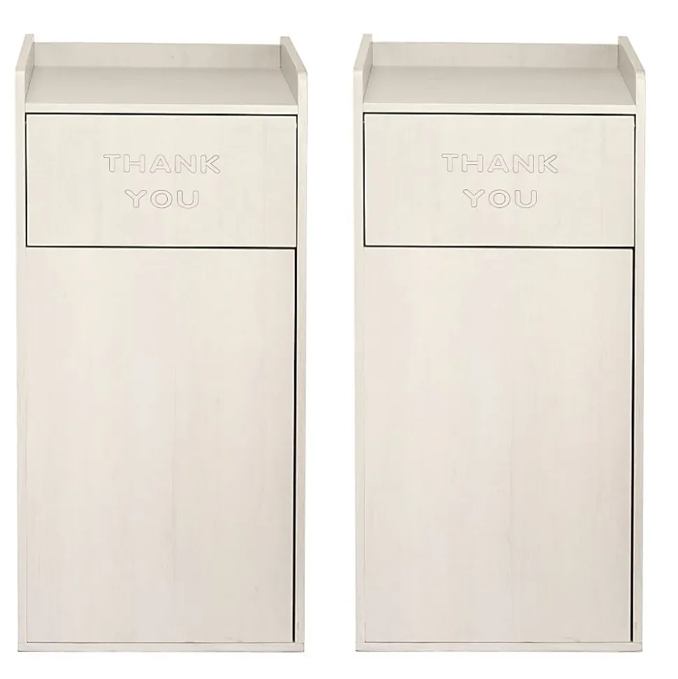 Alpine Industries Wood Commercial Tray Top Waste Enclosure Trash Receptacles, 40 Gallons, White, Pack Of 2 Receptacles