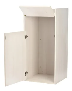 Alpine Industries Wood Commercial Tray Top Waste Enclosure Trash Receptacles, 40 Gallons, White, Pack Of 2 Receptacles