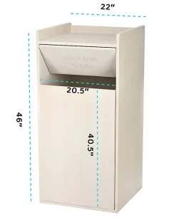 Alpine Industries Wood Commercial Tray Top Waste Enclosure Trash Receptacles, 40 Gallons, White, Pack Of 2 Receptacles