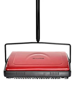 Alpine Manual Triple Brush Floor And Carpet Sweepers, Red, Pack Of 2 Sweepers
