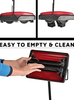 Alpine Manual Triple Brush Floor And Carpet Sweepers, Red, Pack Of 2 Sweepers