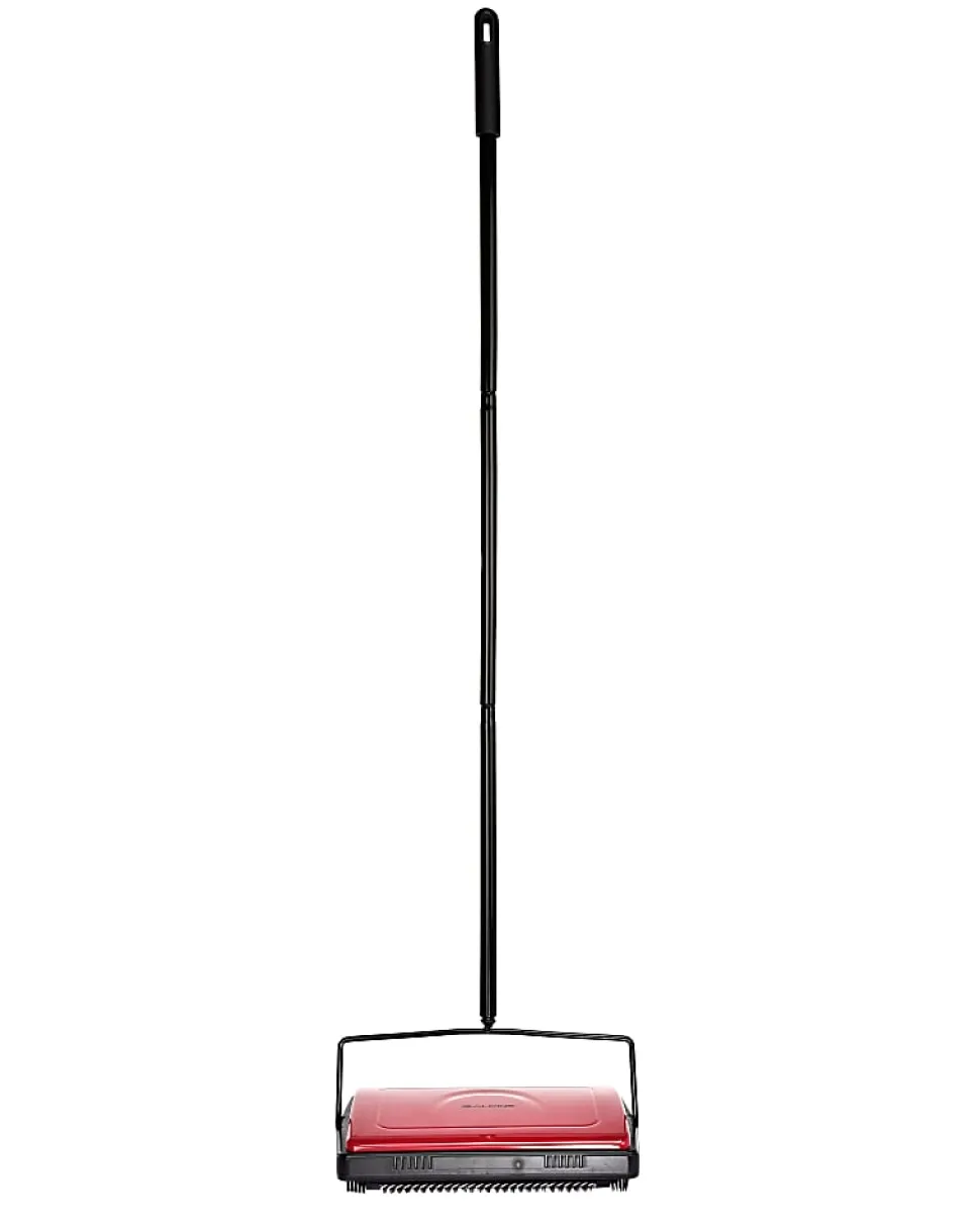 Alpine Manual Triple Brush Floor And Carpet Sweepers, Red, Pack Of 2 Sweepers