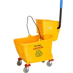 Alpine PVC Mop Bucket And Side Press Wringer, 36 Qt, Yellow