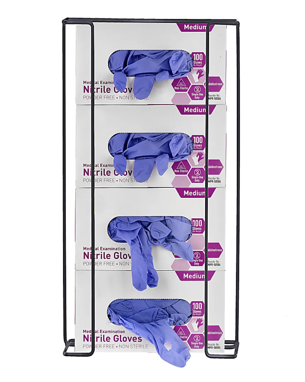 Alpine Quadruple-Box Wire Glove Dispensers, 20”H x 10-3/4”W x 3-13/16”D, Black, Pack Of 3 Dispensers