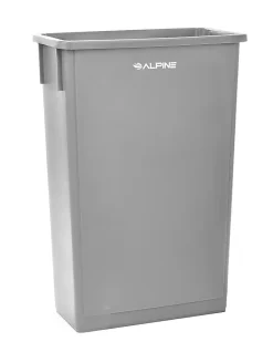 Alpine Rectangular Polypropylene Slim Trash Can, 23 Gallons, Gray