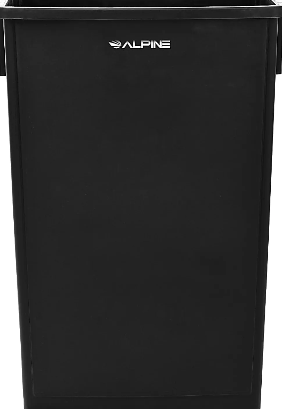 Alpine Rectangular Polypropylene Slim Trash Can, 23 Gallons, Black