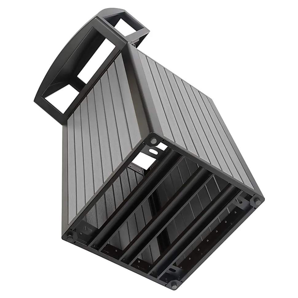 Alpine Slatted Plastic Panel Outdoor Trash Can, 40 Gallon, 40-15/16”H x 21-5/16”W x 21-5/16”D, Gray