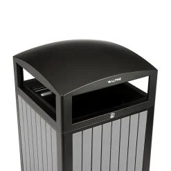 Alpine Slatted Plastic Panel Outdoor Trash Can, 40 Gallon, 40-15/16”H x 21-5/16”W x 21-5/16”D, Gray