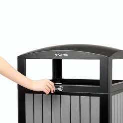 Alpine Slatted Plastic Panel Outdoor Trash Can, 40 Gallon, 40-15/16”H x 21-5/16”W x 21-5/16”D, Gray