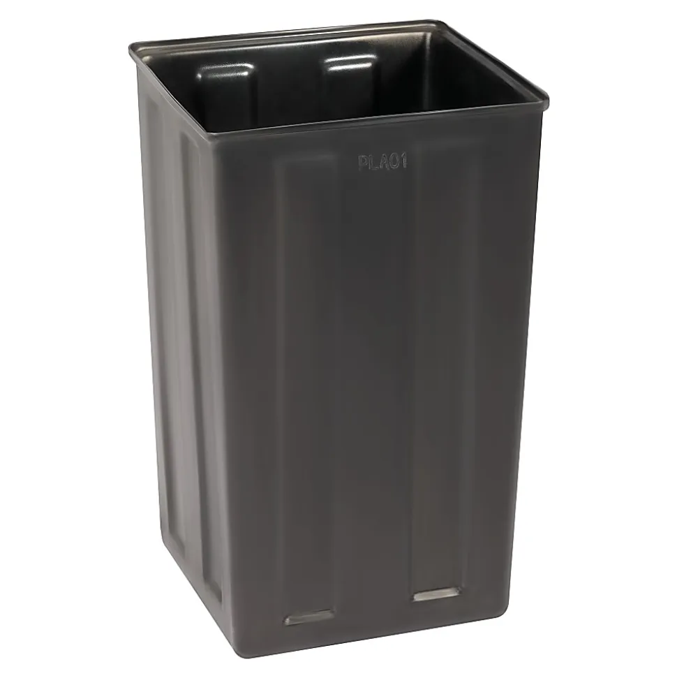 Alpine Slatted Plastic Panel Outdoor Trash Can, 40 Gallon, 40-15/16”H x 21-5/16”W x 21-5/16”D, Gray