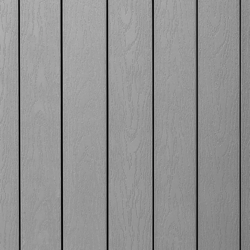 Alpine Slatted Plastic Panel Outdoor Trash Can, 40 Gallon, 40-15/16”H x 21-5/16”W x 21-5/16”D, Gray