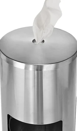 Alpine Stainless-Steel Gym Wet Wipe Dispenser With Built-In Trash Can, 36"H x 13"W x 13"D