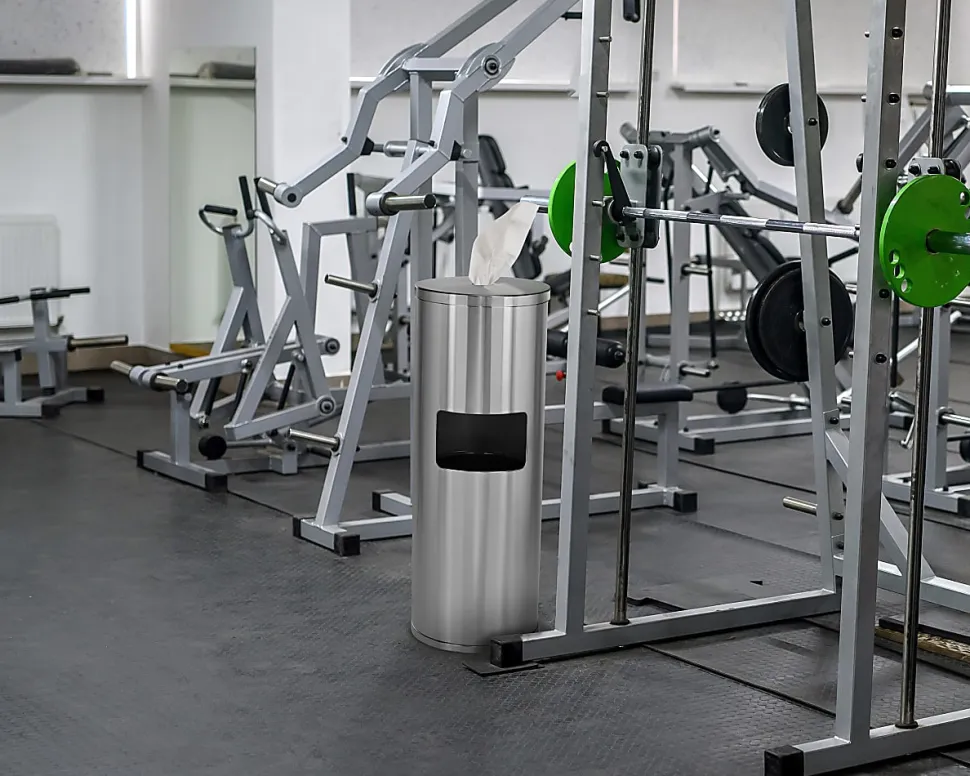 Alpine Stainless-Steel Gym Wet Wipe Dispenser With Built-In Trash Can, 36"H x 13"W x 13"D