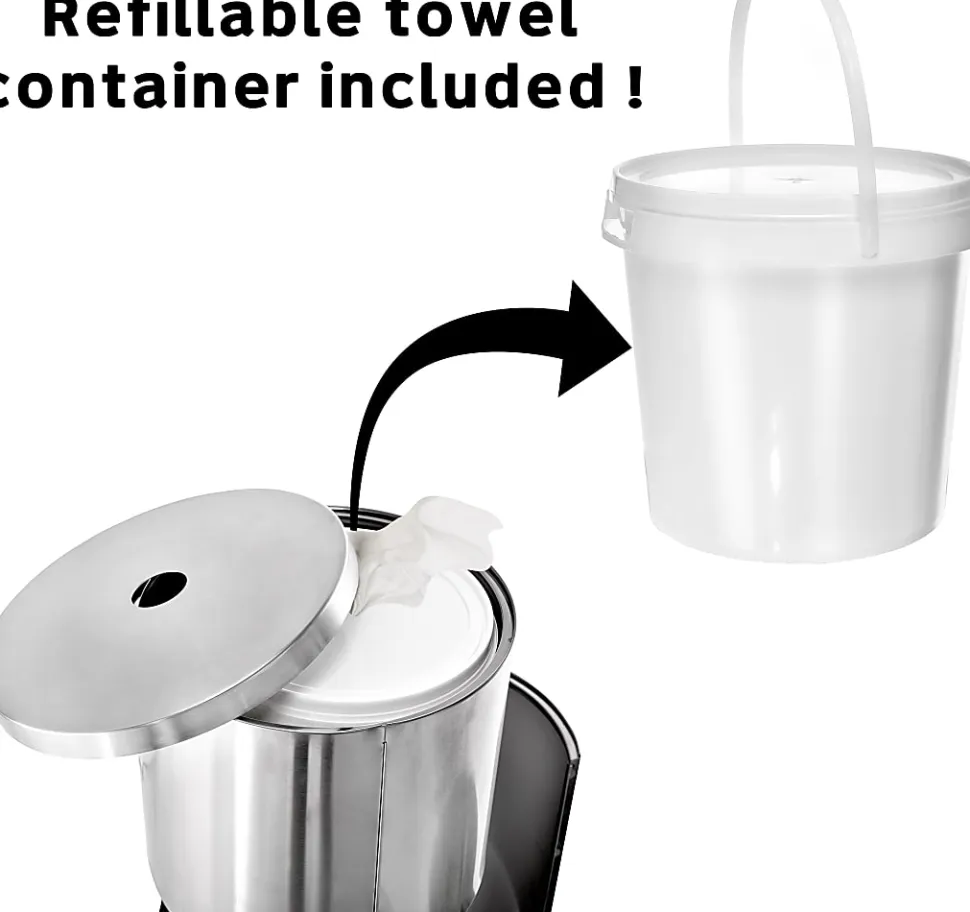 Alpine Stainless-Steel Gym Wet Wipe Dispenser With Built-In Trash Can, 36"H x 13"W x 13"D