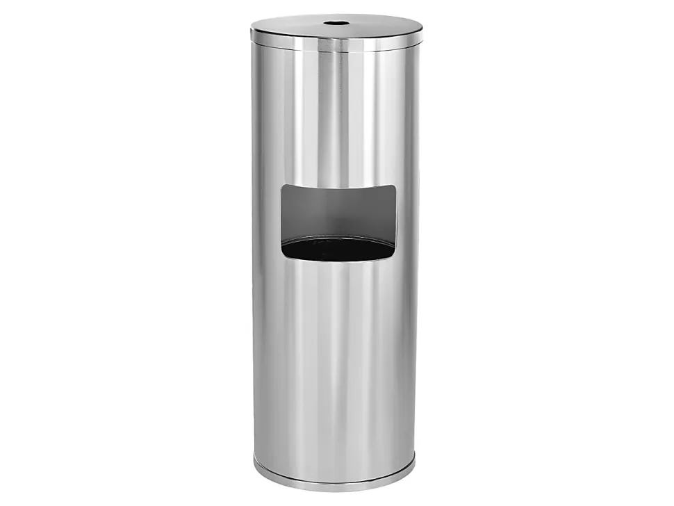 Alpine Stainless-Steel Gym Wet Wipe Dispenser With Built-In Trash Can, 36"H x 13"W x 13"D