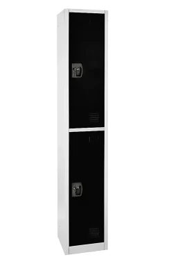 Alpine 2-Tier Steel Lockers, 72”H x 12”W x 12”D, Black, Set Of 4 Lockers