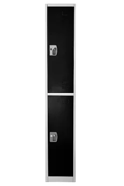 Alpine 2-Tier Steel Lockers, 72”H x 12”W x 12”D, Black, Set Of 4 Lockers
