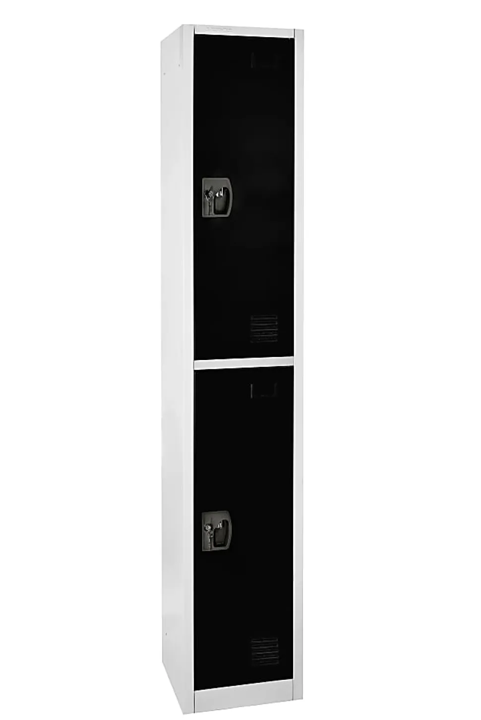 Alpine 2-Tier Steel Lockers, 72”H x 15”W x 15”D, Black, Set Of 2 Lockers