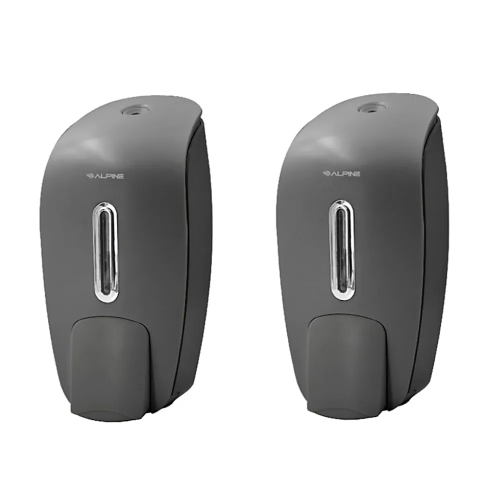 Alpine Wall-Mounted Hand Soap Dispensers, 9-5/8"H x 4-5/8"W x 4-1/8"D, Gray, Pack Of 2 Dispensers