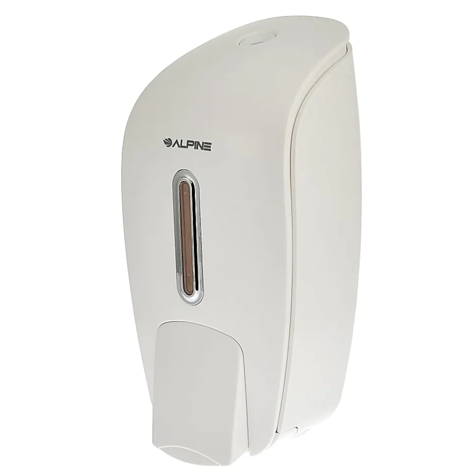 Alpine Wall-Mounted Hand Soap Dispensers, 9-5/8"H x 4-5/8"W x 4-1/8"D, White, Pack Of 2 Dispensers