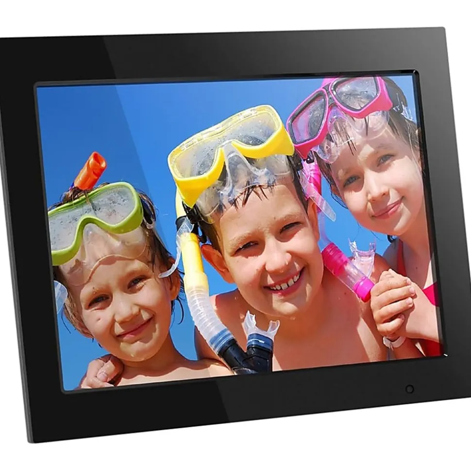 Aluratek ADMPF315F 15" High-Resolution Digital Photo Frame, 14" x 1.13" x 12", Black