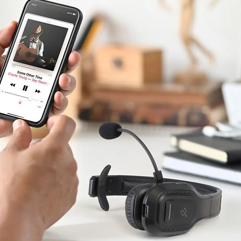 Aluratek Bluetooth Wireless Headset with Noise Cancelling Boom Microphone - Mono - Wireless - Bluetooth - ABHM100F