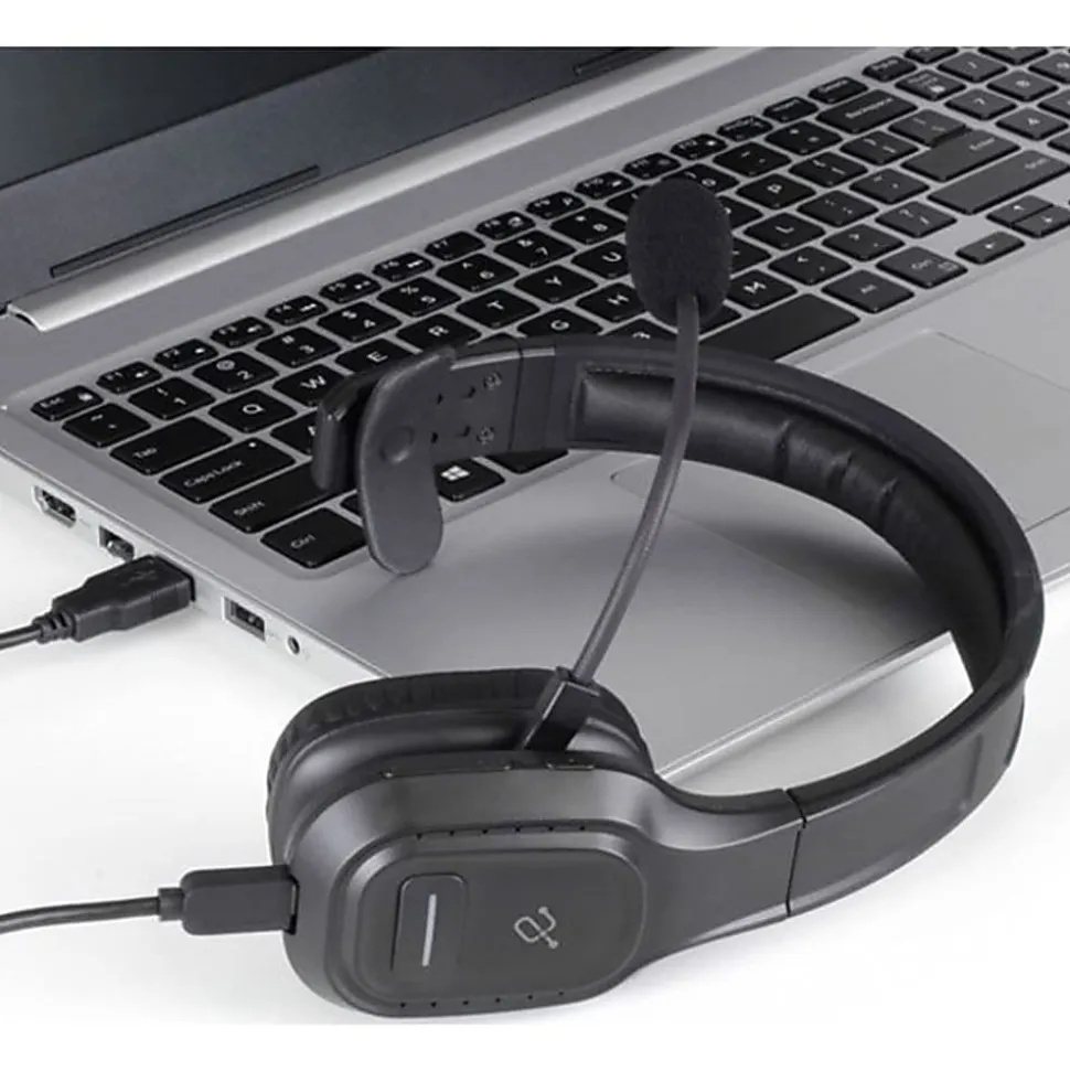 Aluratek Bluetooth Wireless Headset with Noise Cancelling Boom Microphone - Mono - Wireless - Bluetooth - ABHM100F
