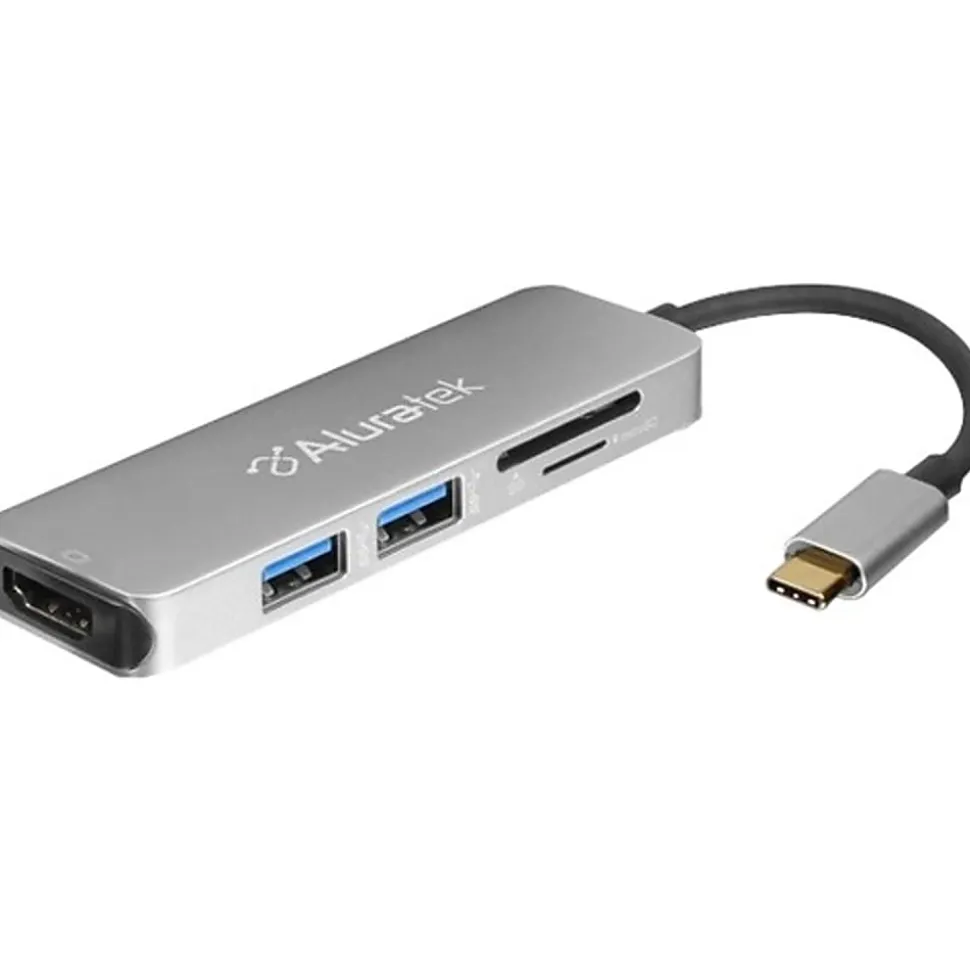 Aluratek USB Type-C Multimedia Hub and Card Reader with HDMI - for Notebook, Tablet PC, Desktop PC - USB Type C - 3 x USB Ports - HDMI - Wired