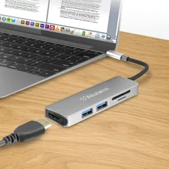 Aluratek USB Type-C Multimedia Hub and Card Reader with HDMI - for Notebook, Tablet PC, Desktop PC - USB Type C - 3 x USB Ports - HDMI - Wired