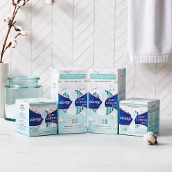 Always Pure Cotton Feminine Pads For Women With Wings, Size 2, Heavy, Unscented, 24 Pads Per Pack, Case Of 3 Packs