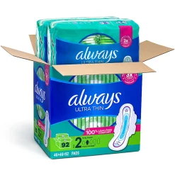 Always Ultra Thin Long Super Pads, Size 2, Box Of 92 Pads