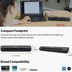 Ambir TravelScan Pro Portable Document Scanner - 48 bit Color - 8 bit Grayscale - 600 dpi - USB