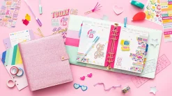 American Crafts Damask Love Colorfun Planner, 8-1/2" x 9-1/2", Pink Glitter, 356266