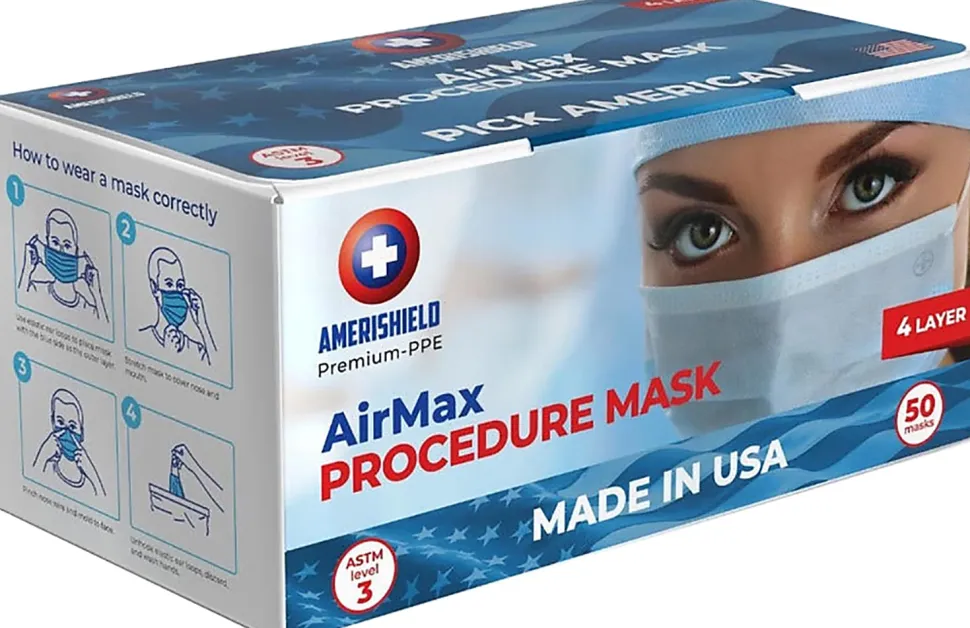 Amerishield AirMax Level 3 Surgical Masks, One Size, Blue, Box Of 50 Masks