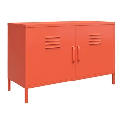 Ameriwood™ Home Cache 2-Door Metal Locker Accent Cabinet, 25-1/4”H x 39-3/8”W x 15-3/4”D, Orange