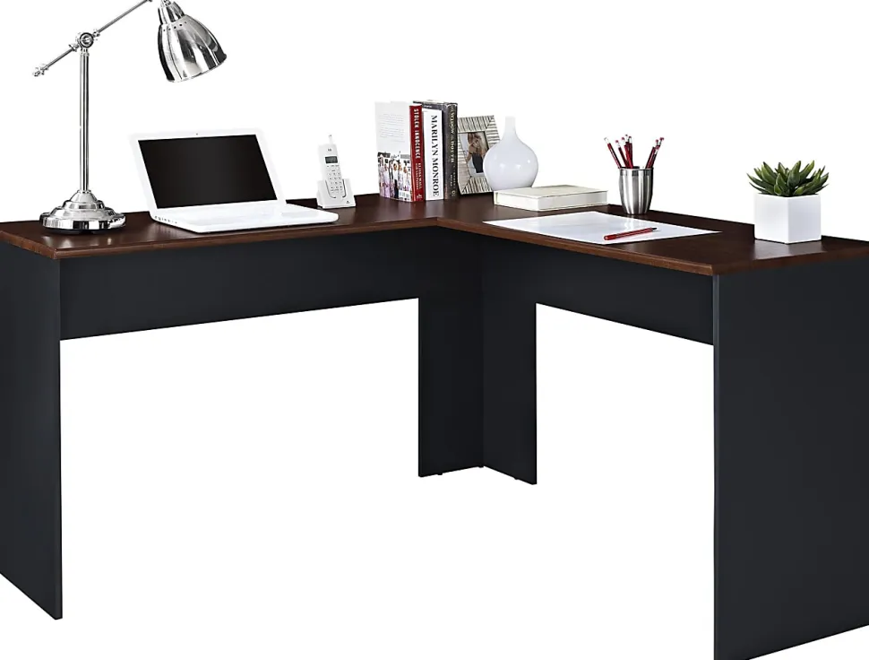 Ameriwood™ Home The Works 52"W L-Shaped Corner Desk, Cherry/Gray