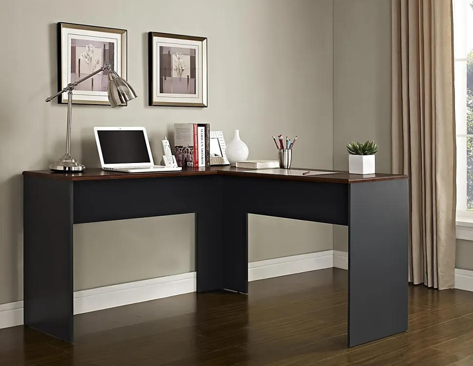 Ameriwood™ Home The Works 52"W L-Shaped Corner Desk, Cherry/Gray