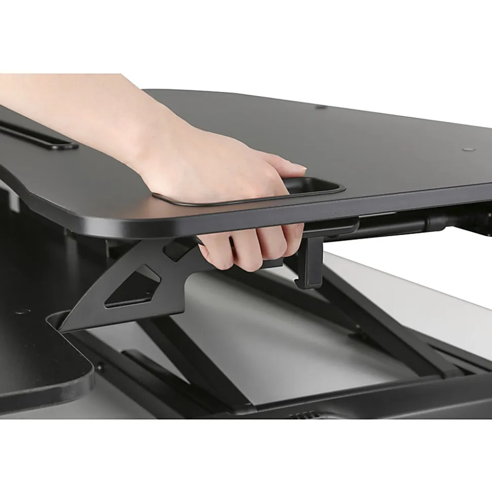 Amer Mounts Dual Monitor 38"W Adjustable Height Standing Desk With Keyboard Tray, Black