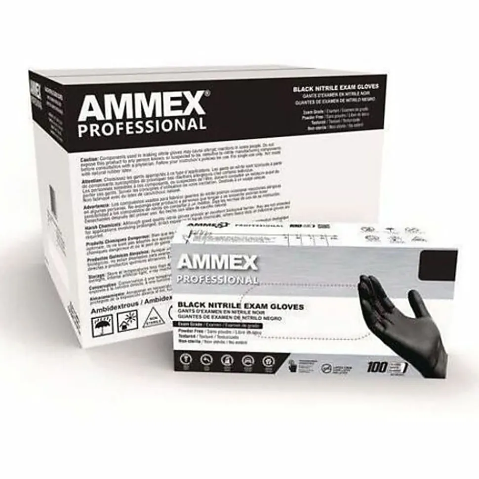 AMMEX Professional Black Nitrile Powder Free Exam X-Large Gloves