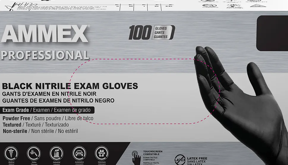 AMMEX Professional Black Nitrile Powder Free Exam X-Large Gloves
