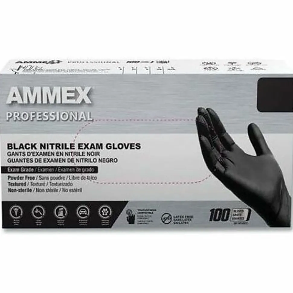 AMMEX Professional Black Nitrile Powder Free Exam X-Large Gloves