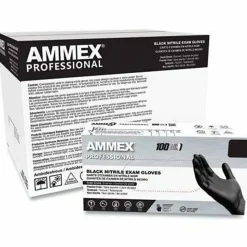 AMMEX Professional Black Nitrile Powder Free Exam Large Gloves