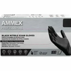 AMMEX Professional Black Nitrile Powder Free Exam Large Gloves